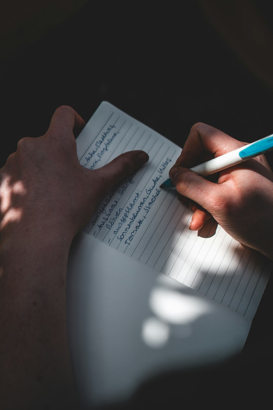 writer notes on paper