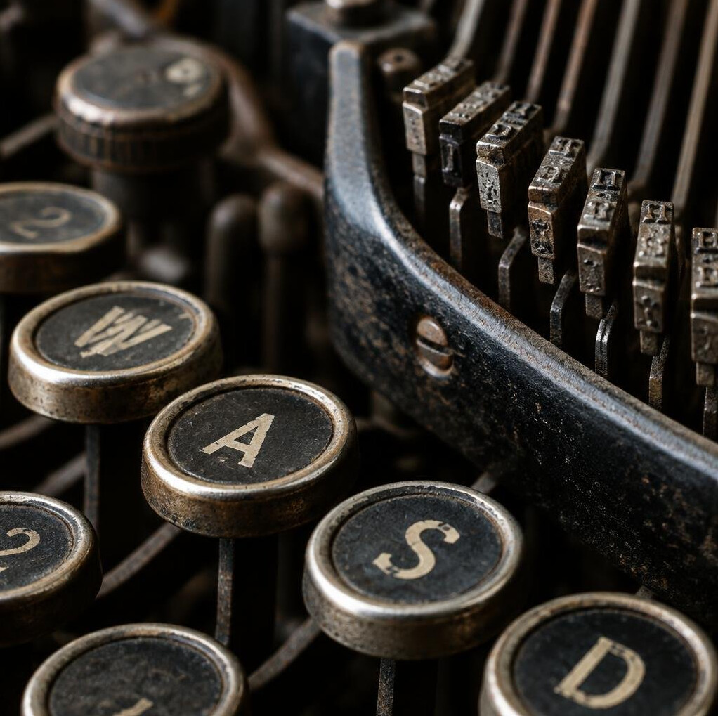 Close-up of vintage typewriter keys